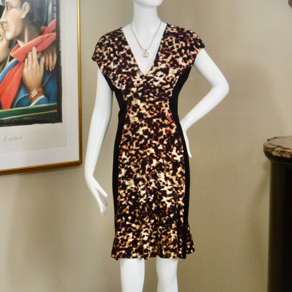 🆕🏷️ROBERTO CAVALLI Animal Print V-Neck Sheath Dress – Size 8 / EU 46 🇮🇹 - Picture 7 of 13
